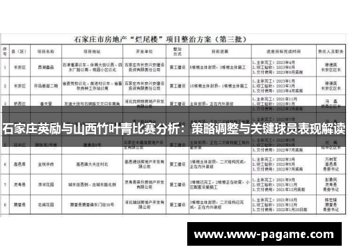 石家庄英励与山西竹叶青比赛分析:策略调整与关键球员表现解读 石家庄英励与山西竹叶青比赛分析:策略调整与关键球员表现解读